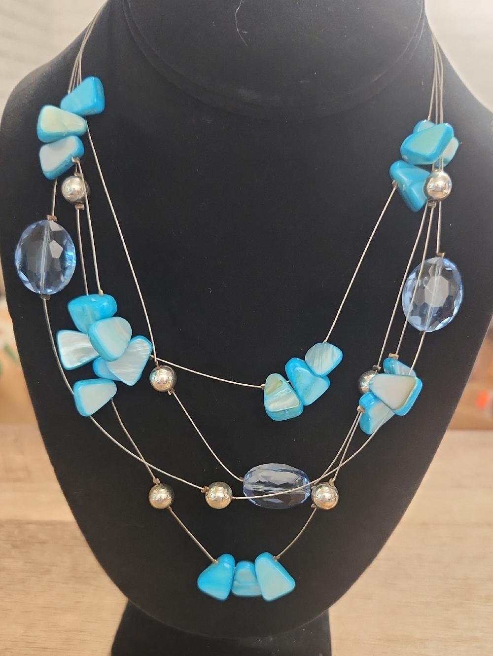 croft & barrow Turquoise & Light Blue Multi-Strand Shell Necklace